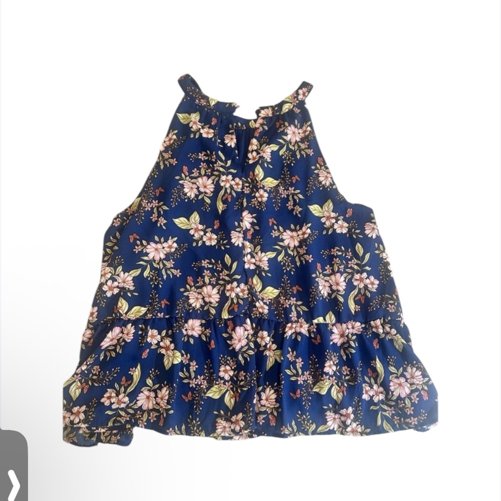 Planet Gold blue floral sleeveless t-shirt, size 3XL, new with‎ tags
